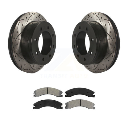Rotor de frein à fente percée arrière et Kit de plaquettes semi-métalliques pour Chevrolet Express 450