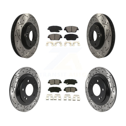 Kit de plaquettes semi-métalliques de rotors de frein à disque de fente de forage avant et arrière pour Hyundai Sonat
