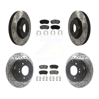 Kit de plaquettes semi-métalliques de rotors de frein à disque de fente de forage avant et arrière pour Hyundai Sonat