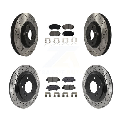 Kit de plaquettes semi-métalliques de rotors de frein à disque de fente de forage avant et arrière pour Hyundai Sonat