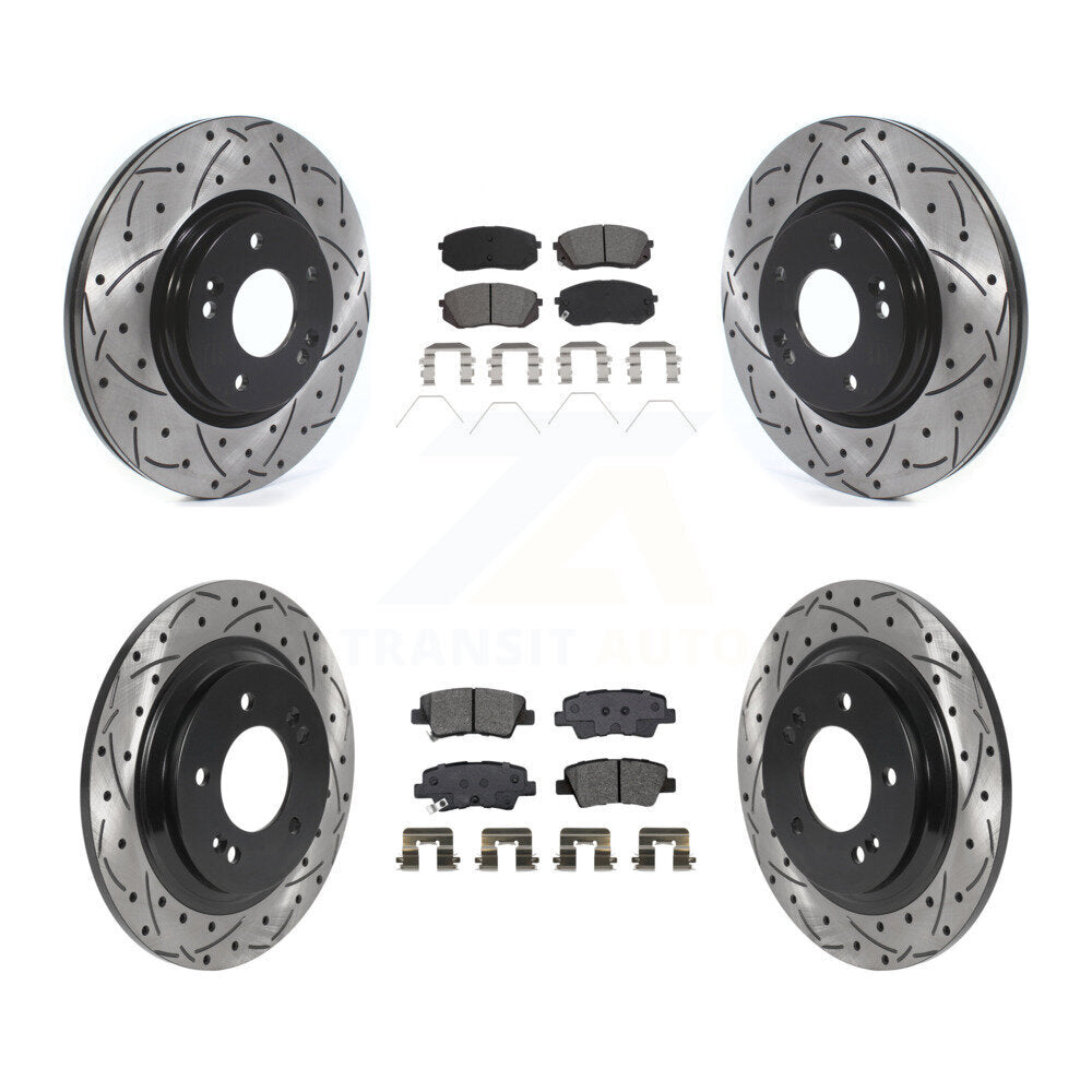 Kit de plaquettes semi-métalliques de Rotor de frein à fente avant et arrière, pour Hyundai Elantra G