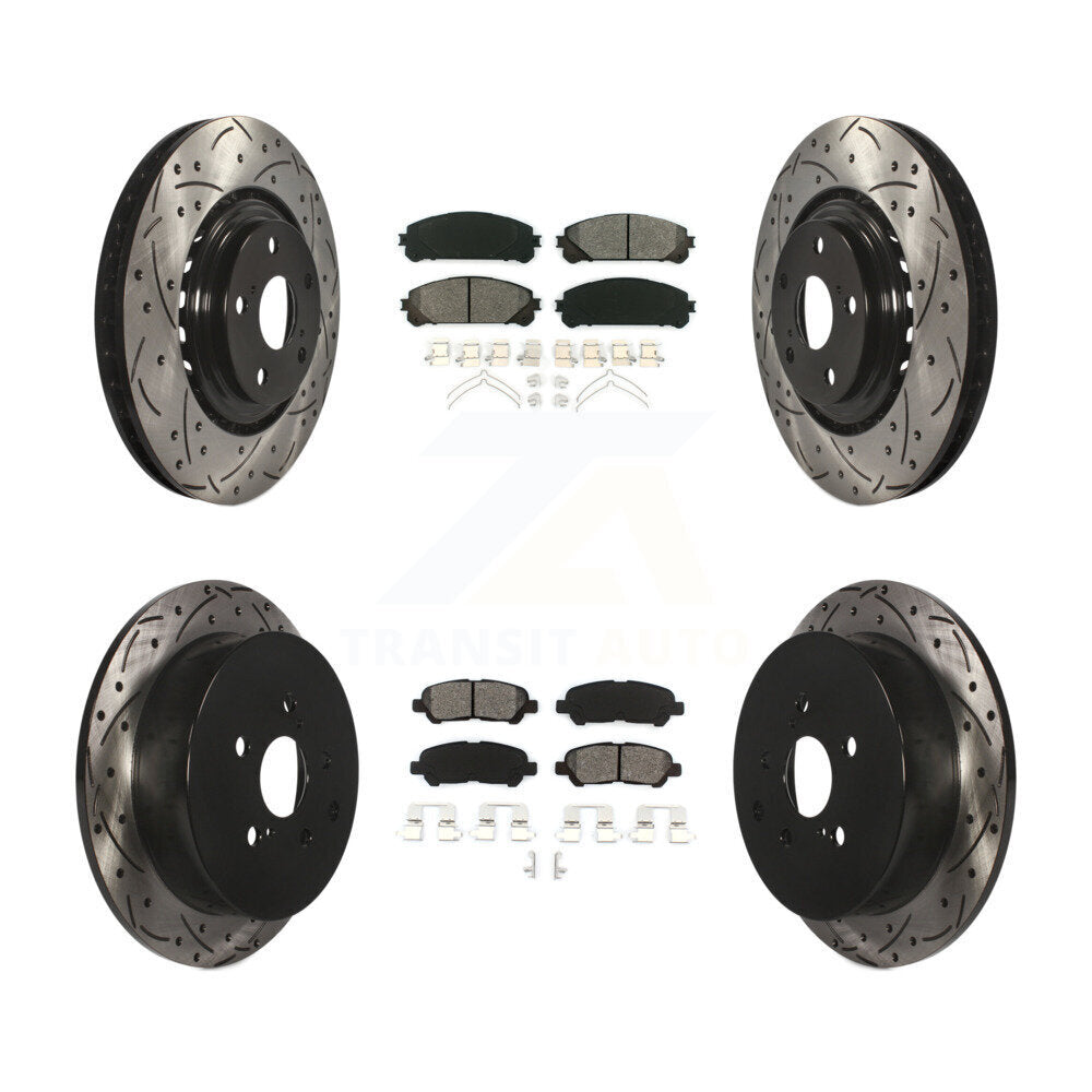 Kit de plaquettes de frein semi-métalliques pour rotors de frein à fente avant et arrière pour Toyota Highlande