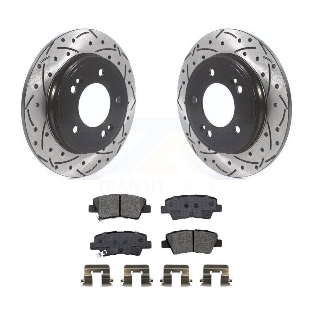 Kit de plaquettes semi-métalliques de Rotor de frein de fente de forage arrière pour Kia Forte Hyundai Veloste
