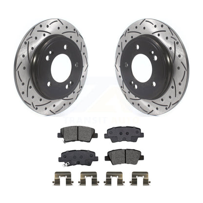 Kit de plaquettes semi-métalliques de Rotor de frein de fente de forage arrière pour Kia Forte Hyundai Veloste