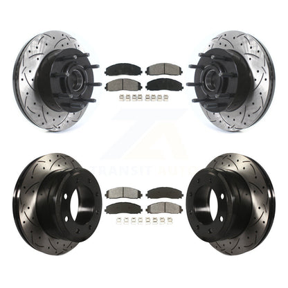Kit de plaquettes semi-métalliques de moyeu de Rotor de frein de fente de forage avant et arrière pour Ford F-350 Supe