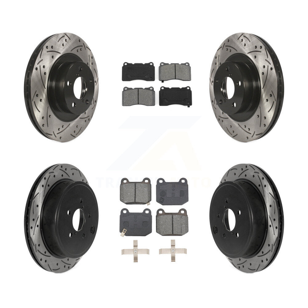 Kit de plaquettes semi-métalliques pour rotors de frein à disque, fente de perçage avant et arrière, pour Toyota 8