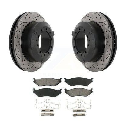 Kit de plaquettes semi-métalliques de rotor de frein à fente avant percée pour International TerraSta