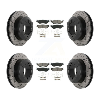 Rotors de frein à fente avant et arrière, Kit de plaquettes semi-métalliques pour International IC A