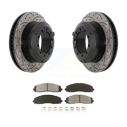Kit de plaquettes semi-métalliques de Rotor de frein à disque de fente de forage arrière pour Ford F-350 Super Dut