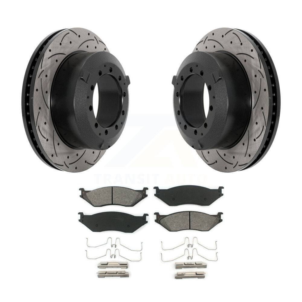 Kit de plaquettes semi-métalliques de Rotor de frein à fente percée arrière, pour Ford F-450 Super Duty I