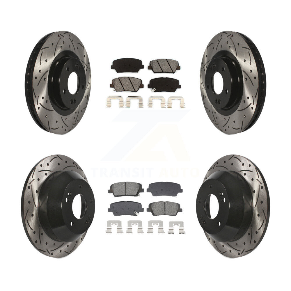 Kit de plaquettes semi-métalliques de Rotor de frein de fente de forage avant et arrière pour Hyundai Santa Fe Ki