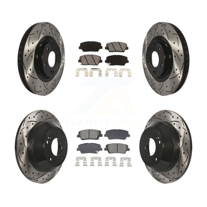 Kit de plaquettes semi-métalliques de Rotor de frein de fente de forage avant et arrière pour Hyundai Santa Fe Ki