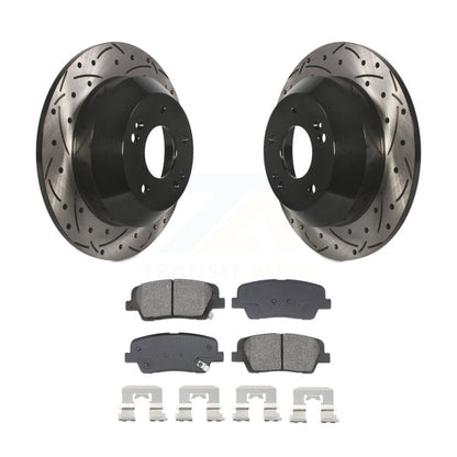 Kit de plaquettes semi-métalliques de Rotor de frein de fente de forage arrière pour Hyundai Santa Fe Sport Ki