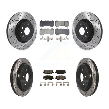 Rotors de frein à disque à fente avant et arrière, Kit de plaquettes semi-métalliques pour Cadillac CT