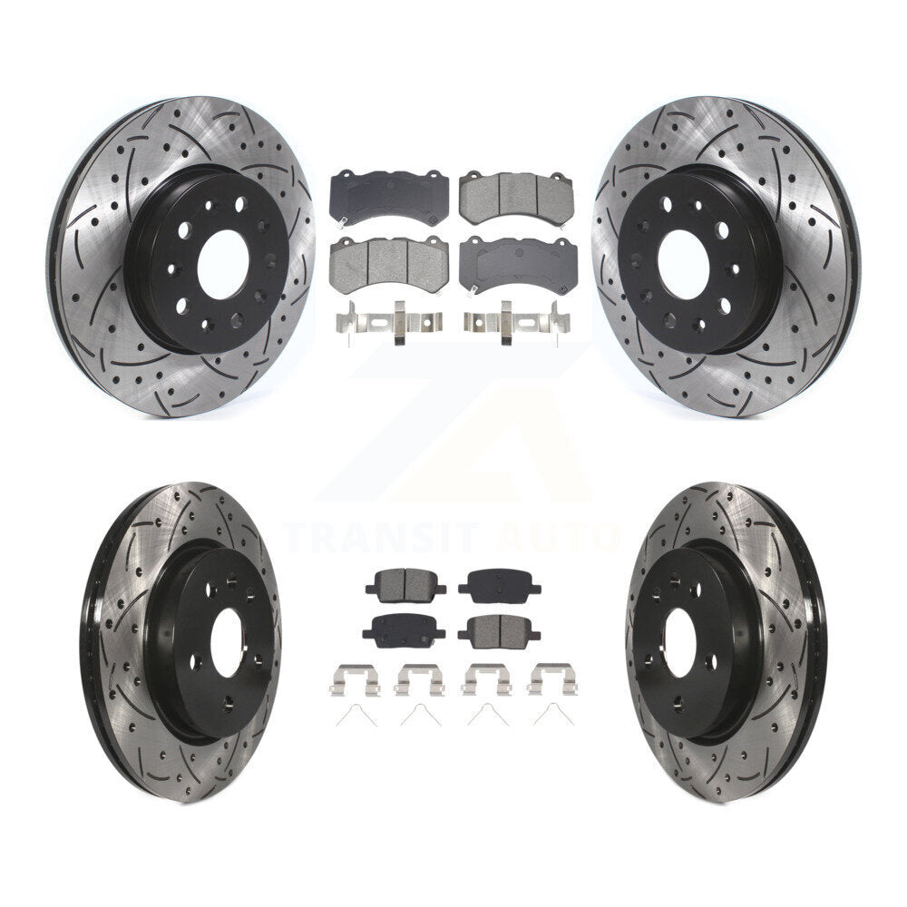 Rotor de frein à fente percée avant et arrière et Kit de plaquettes semi-métalliques pour Chevrolet Camar