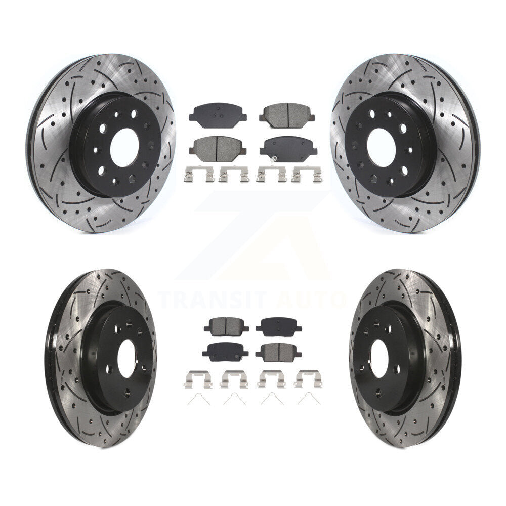 Rotor de frein à fente percée avant et arrière et Kit de plaquettes semi-métalliques pour Chevrolet Camar