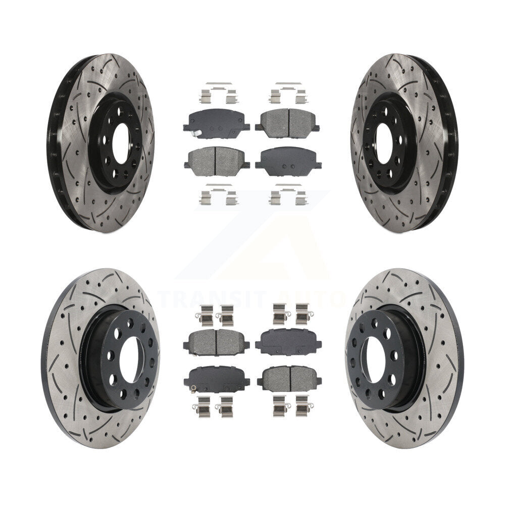 Kit de plaquettes semi-métalliques de rotors de frein à disque à fente avant et arrière pour Jeep Compas
