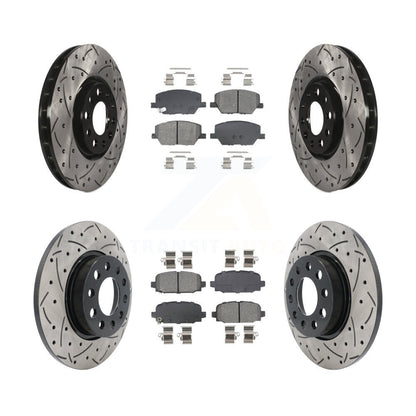 Kit de plaquettes semi-métalliques de rotors de frein à disque à fente avant et arrière pour Jeep Compas