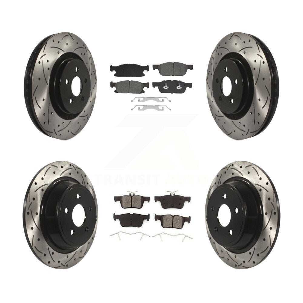 Kit de plaquettes semi-métalliques de rotors de frein de fente de forage avant et arrière pour Ford Fusion Lincol