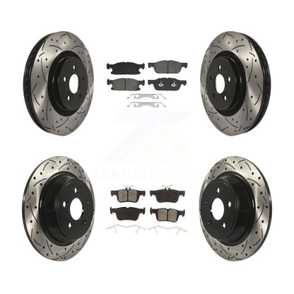 Kit de plaquettes semi-métalliques de rotors de frein de fente de forage avant et arrière pour Ford Fusion Lincol