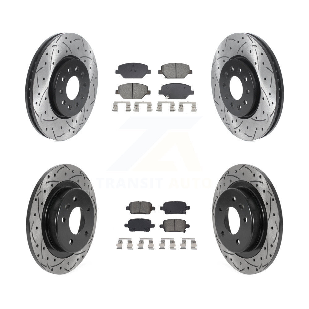 Rotors de frein à fente avant et arrière, Kit de plaquettes semi-métalliques pour Chevrolet Equino