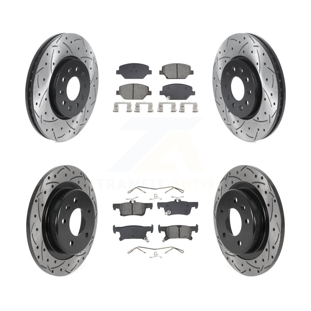 Kit de plaquettes semi-métalliques de Rotors de frein à disque de fente de forage avant et arrière pour Buick Envisio