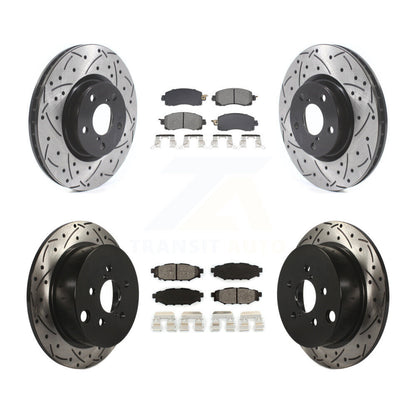 Kit de plaquettes semi-métalliques de rotors de frein à disque de fente de forage avant et arrière pour Subaru Imprez