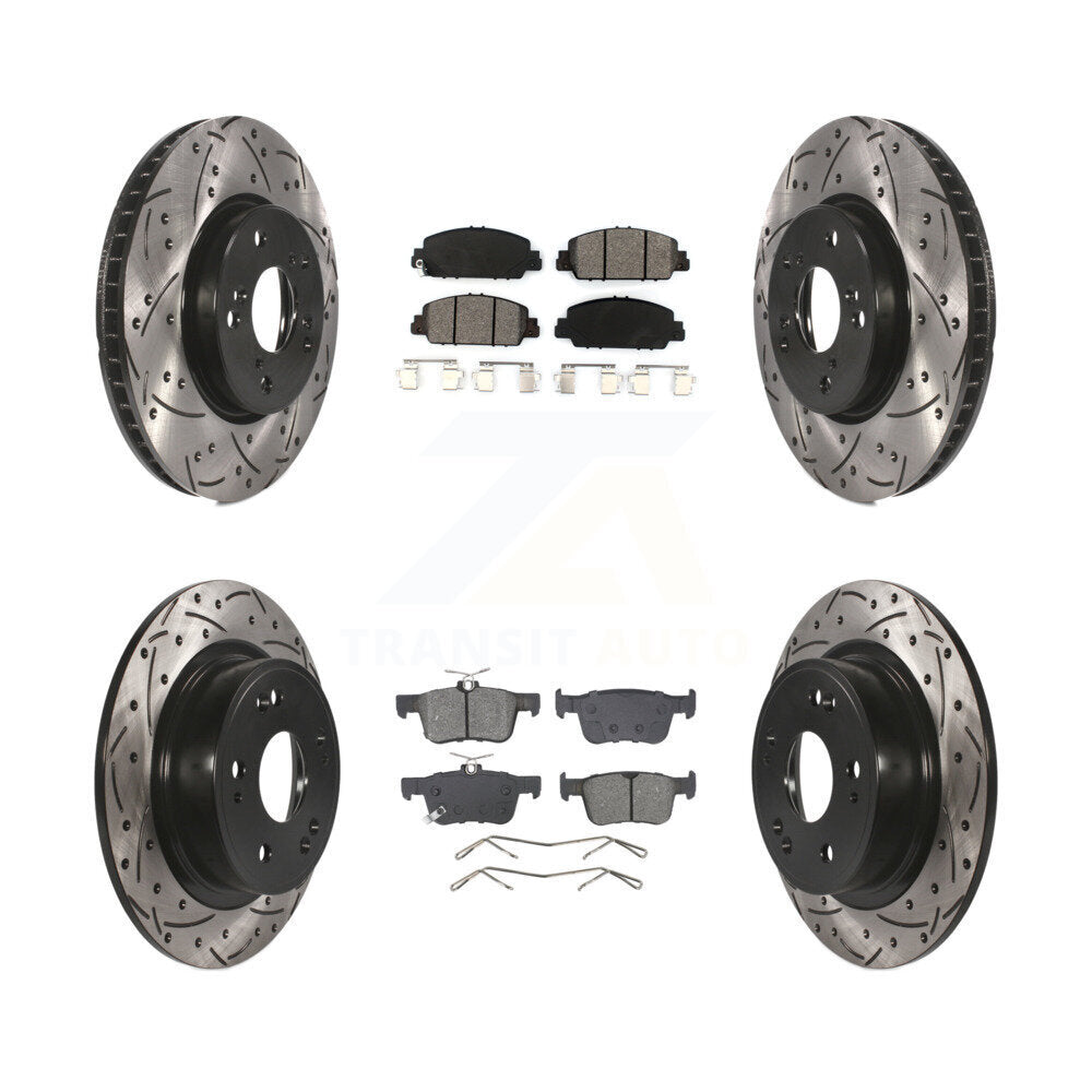 Rotors de frein à disque à fente avant et arrière, Kit de plaquettes semi-métalliques pour Honda Accor