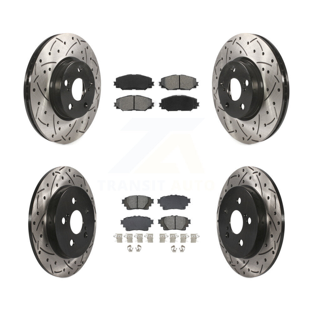Kit de plaquettes semi-métalliques de rotors de frein de fente de forage avant et arrière pour Toyota Corolla 1.8