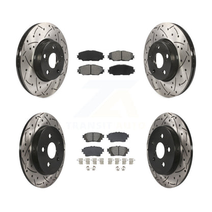 Kit de plaquettes semi-métalliques de rotors de frein de fente de forage avant et arrière pour Toyota Corolla 1.8