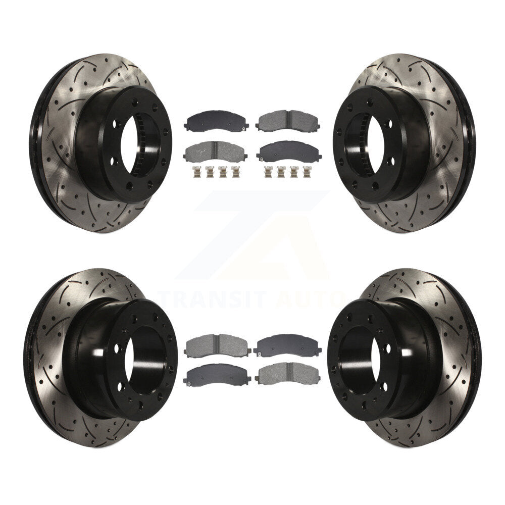 Kit de plaquettes semi-métalliques de Rotor de frein à disque à fente avant et arrière pour Ram 2500 350