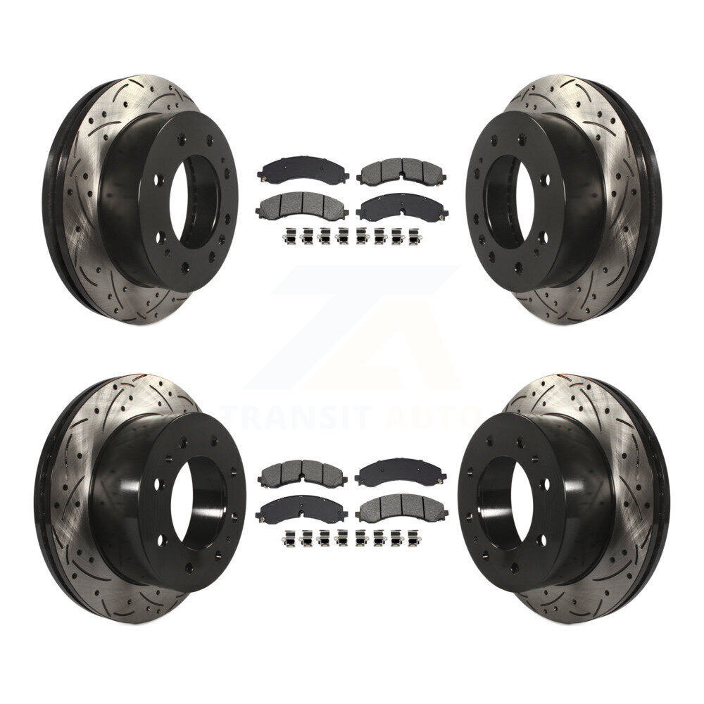 Kit de plaquettes semi-métalliques de Rotor de frein de fente de forage avant et arrière pour GMC Chevrolet Sierr