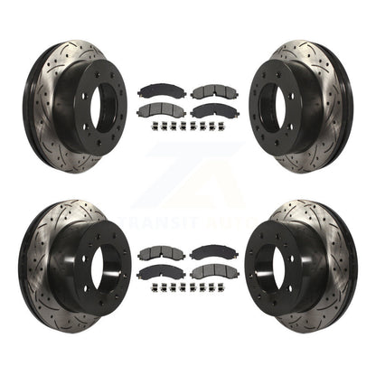 Kit de plaquettes semi-métalliques de Rotor de frein de fente de forage avant et arrière pour GMC Chevrolet Sierr