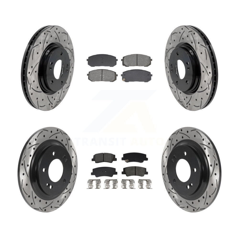Kit de plaquettes semi-métalliques de Rotor de frein à fente avant et arrière, pour Hyundai Sonata Ki