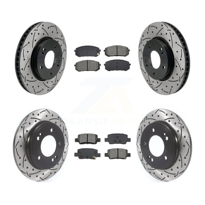 Kit de plaquettes semi-métalliques de Rotor de frein à disque de fente de forage avant et arrière pour Hyundai Elantr