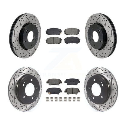 Kit de plaquettes semi-métalliques de Rotor de frein à disque de fente de forage avant et arrière pour Hyundai Elantr