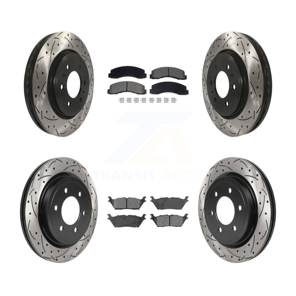 Kit de plaquettes semi-métalliques de Rotor de frein à fente avant et arrière, pour Ford F-150 Lincol