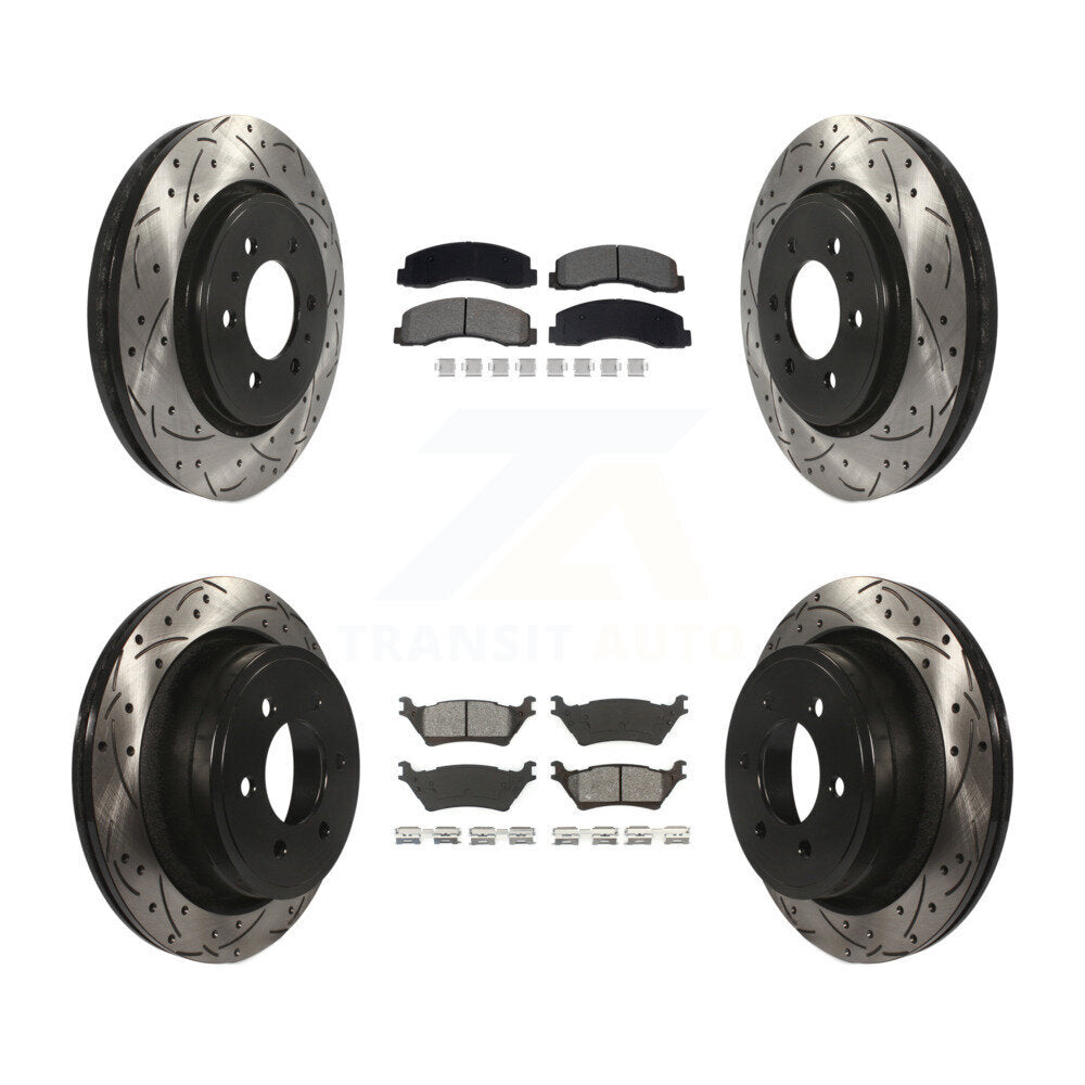 Kit de plaquettes semi-métalliques pour Rotor de frein à disque, fente de perçage pour manteau avant et arrière, pour Ford F-15