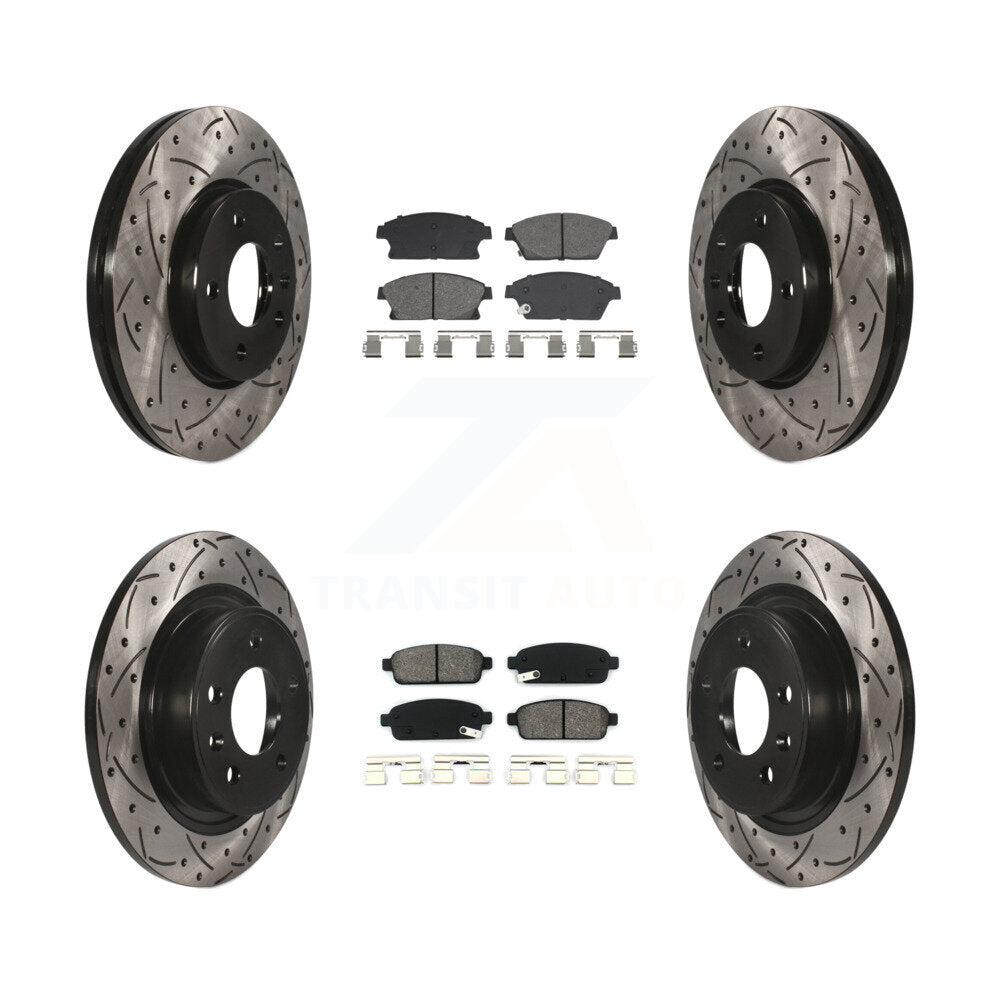 Kit de plaquettes semi-métalliques de Rotor de frein de fente de forage avant et arrière pour Chevrolet Cruze Vol