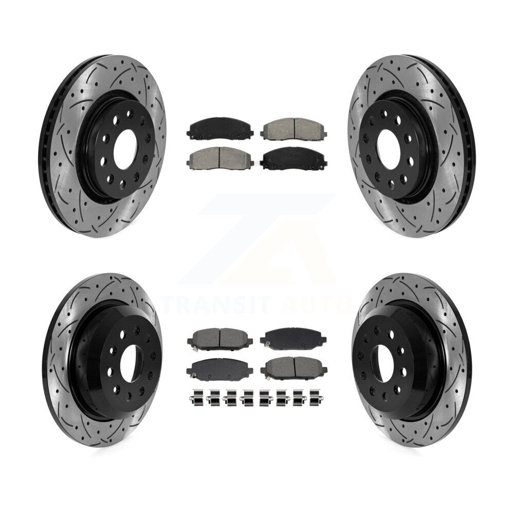 Kit de plaquettes semi-métalliques de Rotor de frein à disque à fente avant et arrière pour Jeep Wrangle