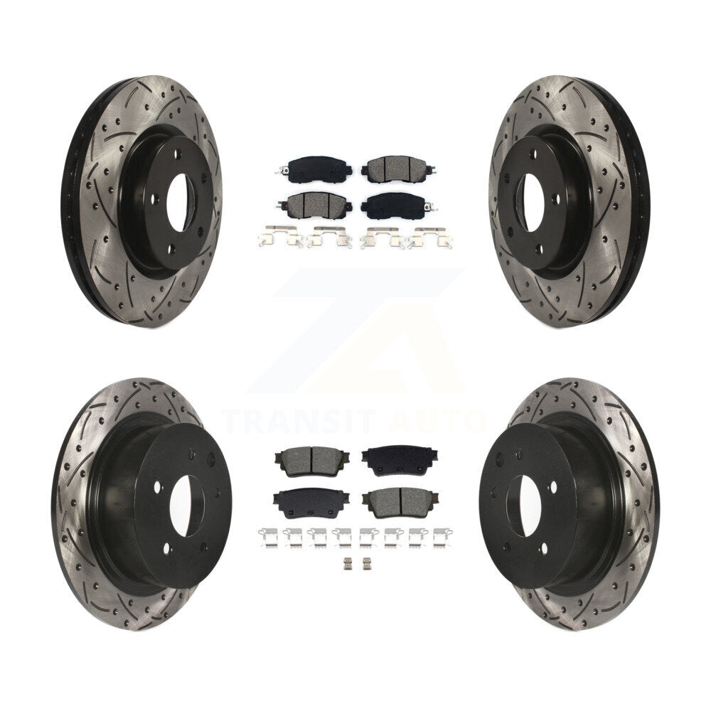 Kit de plaquettes de frein semi-métalliques pour rotors de frein à fente avant et arrière pour Nissan Altima AW