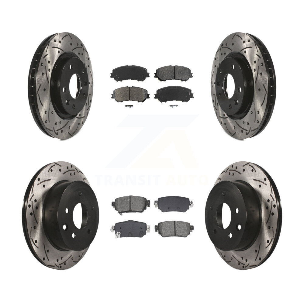 Kit de plaquettes semi-métalliques de Rotor de frein de fente de forage avant et arrière pour Nissan Rogue Sport