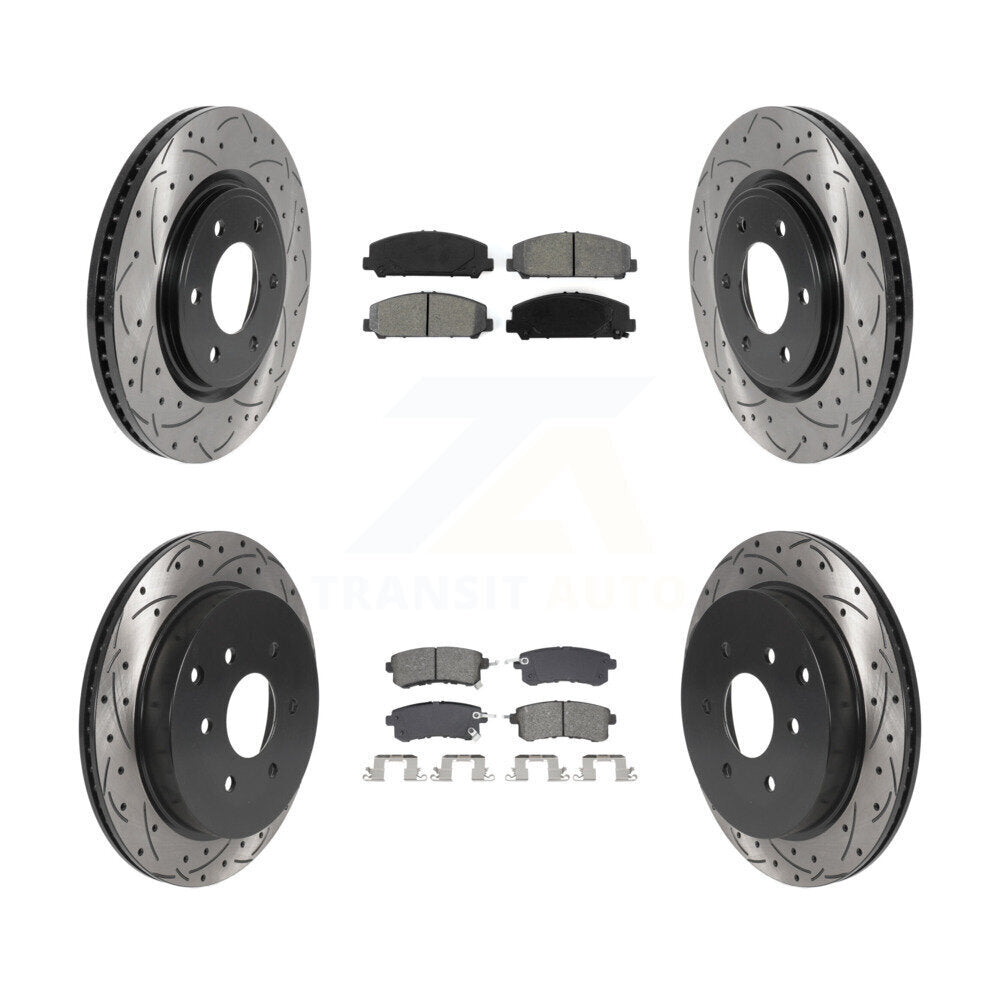 Kit de plaquettes semi-métalliques de Rotor de frein de fente de forage avant et arrière pour INFINITI QX80 Nissa
