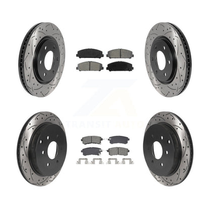 Kit de plaquettes semi-métalliques de Rotor de frein de fente de forage avant et arrière pour INFINITI QX80 Nissa