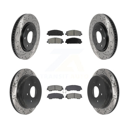 Kit de plaquettes semi-métalliques de Rotor de frein à fente avant et arrière, pour Nissan TITA 17-23
