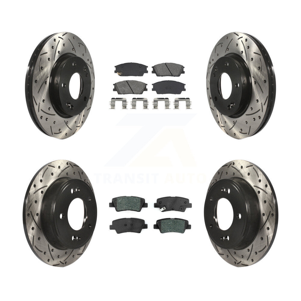 Kit de plaquettes de frein semi-métalliques pour rotors de frein à fente avant et arrière, pour Hyundai Venue Ki