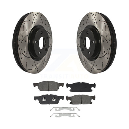 Kit de plaquettes semi-métalliques de rotors de frein à disque de fente de forage avant pour Lincoln Continenta