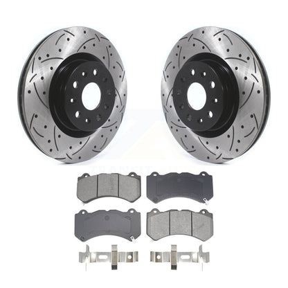 Kit de plaquettes semi-métalliques de rotors de frein à disque de fente de forage enduit avant pour Cadillac CT