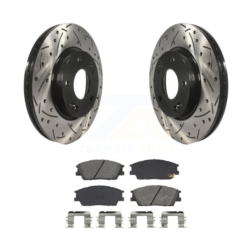 Rotors de frein à fente avant percés, Kit de plaquettes semi-métalliques pour Hyundai Venue Kia Sou