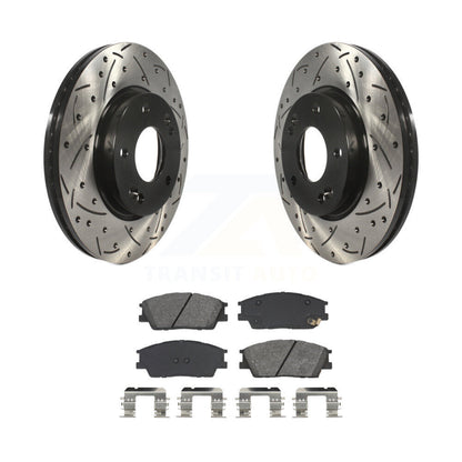 Rotors de frein à fente avant percés, Kit de plaquettes semi-métalliques pour Hyundai Venue Kia Sou